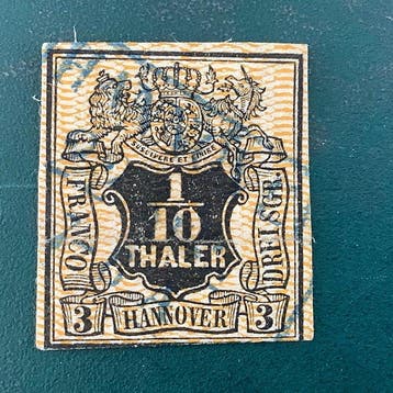 Hannover 1855 - 1/10 Thaler wapenschild met netonderdruk -, Gestempeld