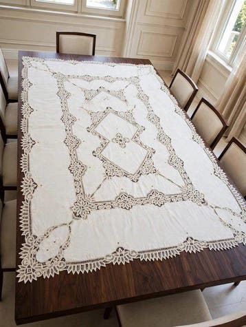Venetiaanse gravure en sfilato - Tafelkleed - 260 cm - 220