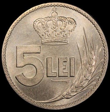 Roemenië. Ferdinand I. 5 Lei 1922-HF / Sch/St-115.1.8 CuNi -