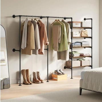 Industriële Wandgarderobe met Planken en Kledingroede, Verzenden, Nieuw