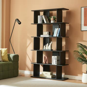 Boekenkast Gäljami met 5 vakken 180x100x35 cm zwart [en.casa, Verzenden, Nieuw
