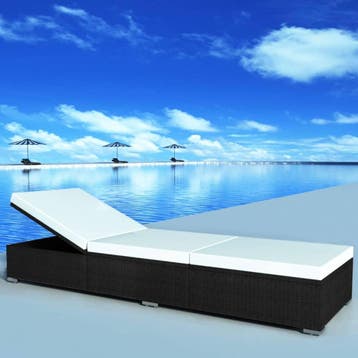 vidaXL Ligbed met kussen poly rattan zwart, Verzenden, Nieuw