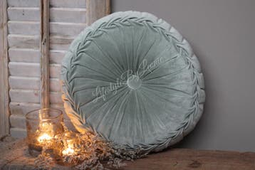 Rond velvet kussen Pastel green 40 cm, Ophalen of Verzenden, Nieuw