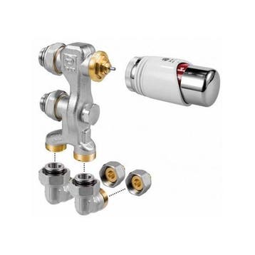 Jaga aansluitset haaks 15 mm incl. thermostaatkop wit, Verzenden, Nieuw