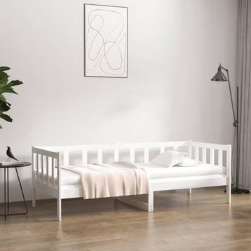 vidaXL Slaapbank zonder matras 90x190 cm massief grenenhout, 90 cm, Eenpersoons, Verzenden, Wit