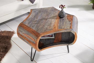 Retro salontafel ORGANIC LIVING 70cm grijs massief, Ophalen of Verzenden, Nieuw