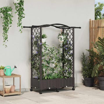 vidaXL Verhoogd Bed met Trellis en Dak Bruin 124 x 40 x 129, Verzenden, Nieuw, Minder dan 60 cm, 60 cm of meer
