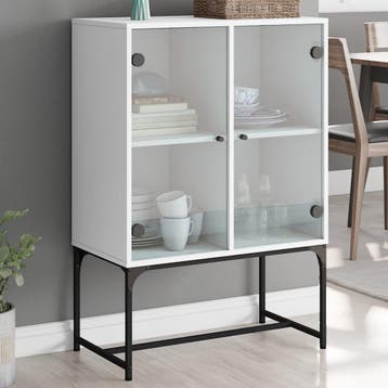 vidaXL Bijzetkast met glazen deuren 69x37x100 cm wit, Huis en Inrichting, Verzenden, 100 tot 150 cm, Nieuw, 50 tot 100 cm