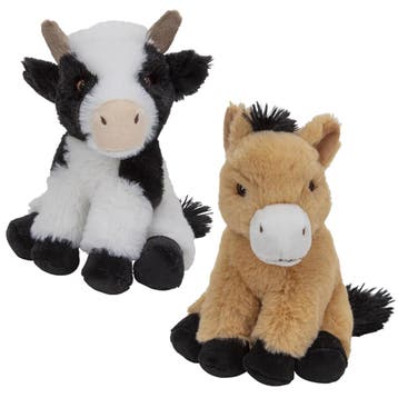 Koe en paard knuffel set - pluche - 19 en 17 cm, Verzenden, Nieuw