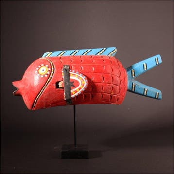 Größe Marionette der Bozo Fisch mit Ständer - Beeld - Mali, Antiek en Kunst