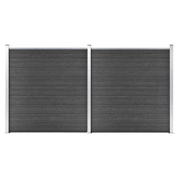 vidaXL Schuttingpanelenset 353x186 cm HKC zwart, Verzenden, Nieuw, Kunststof, 1 tot 2 meter