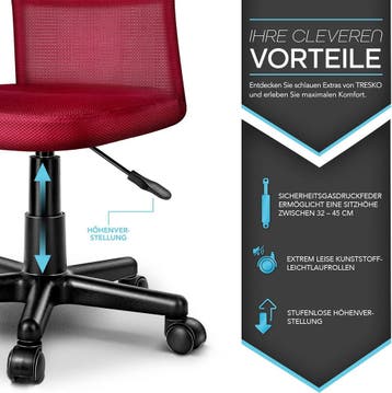 Kinder bureaustoel - Ergonomisch - Rood - Tresko, Huis en Inrichting, Bureaustoelen, Verzenden, Zo goed als nieuw