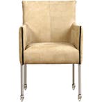 Set van 8 Leren eetkamerstoelen More - Kenia Taupe, Ophalen of Verzenden, Nieuw, Leer, Vijf, Zes of meer stoelen