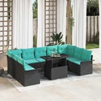 vidaXL Tuin Sofa Set met kussen 10 pcs Zwart Poly riet, Verzenden, Nieuw, Rotan