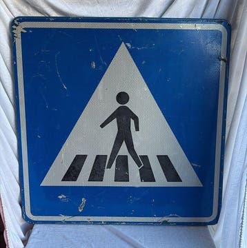Vintage Voetgangersoversteekplaats – Groot aluminium, Antiek en Kunst