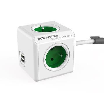 Allocacoc PowerCube Extended USB Green 1,5 Meter (FR), Ophalen of Verzenden, Nieuw