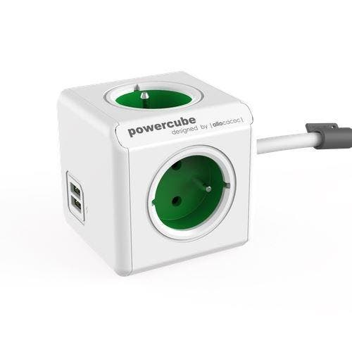 Allocacoc PowerCube Extended USB Green 1,5 Meter (FR), Computers en Software, Pc- en Netwerkkabels, Nieuw, Ophalen of Verzenden