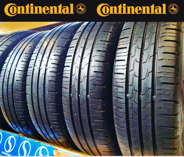 4x 175 65 R14 CONTINENTAL 7mm + 6mm €50 P.S GEMONTEERD EN AL, Auto-onderdelen, Banden en Velgen, 14 inch, Zomerbanden, 175 mm