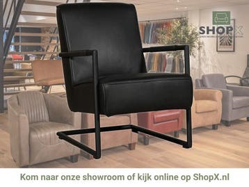 Leren fauteuil Lodge, Huis en Inrichting, Fauteuils, Industrieel, Modern, Scandinavisch, Nieuw, Ophalen of Verzenden, 50 tot 75 cm