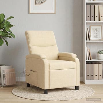 vidaXL Massage Recliner Crèmekleurig Stof, Verzenden, Nieuw