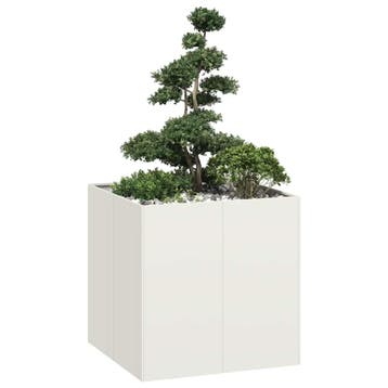 vidaXL Plantenbak 80x80x80 cm staal wit, Verzenden, Nieuw, Metaal