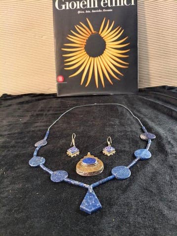 Lapis lazuli - Zilver, wit metaal argent, Metaal - 3-delige
