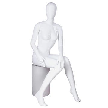 *TIP*  Faceless etalagepop dame zittend glossy wit LGZ7, Ophalen of Verzenden