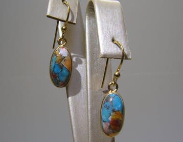 Turquoise oorbellen - Hoogte: 29 mm - Breedte: 8.3 mm- 2.72