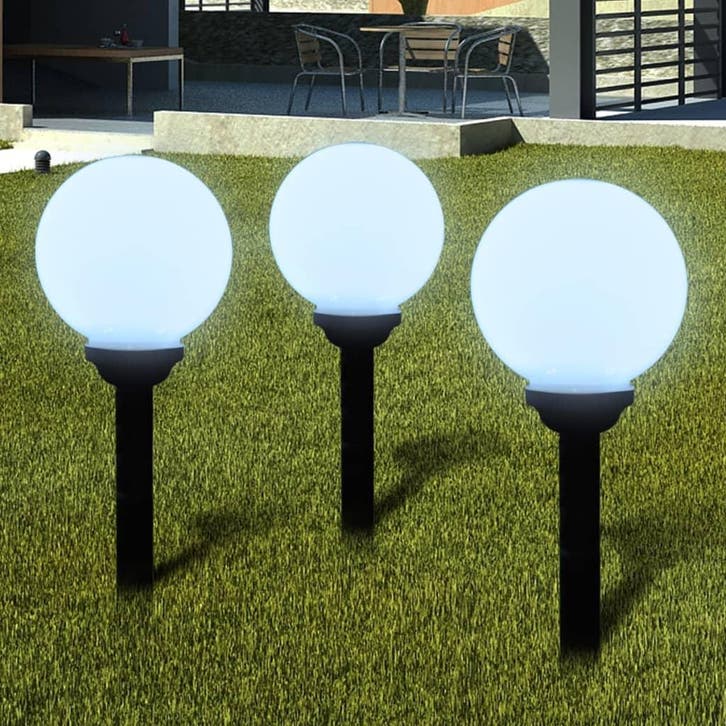 vidaXL Tuinpadlampen 3 st met grondpin LED 20 cm, Tuin en Terras, Buitenverlichting, Nieuw, Kunststof, Verzenden