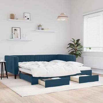vidaXL Slaapbank met onderschuifbed en lades 100x200 cm, 100 cm, Eenpersoons, Nieuw, 200 cm