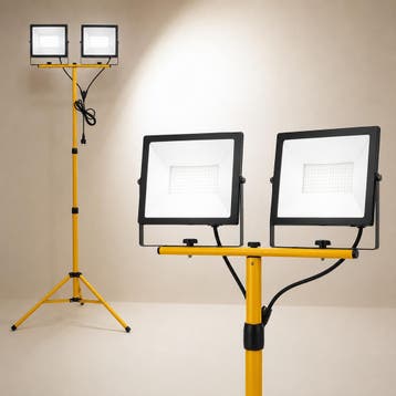 Dubbele LED Bouwlamp 2x 100W op statief, Ophalen of Verzenden, Nieuw, 50 tot 200 watt, Lamp met armatuur