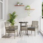 vidaXL Tuin eettafelset 3 pcs Grijs poly rattan, Verzenden, Nieuw, Rotan