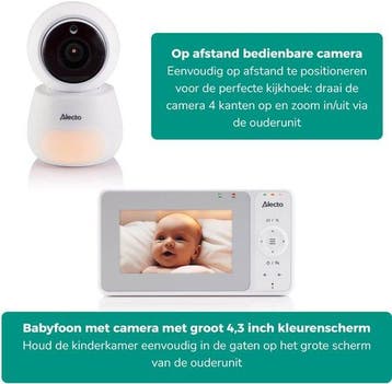 Alecto Babyfoon met Camera - DVM2043 - 4.3 inch Scherm - Op, Verzenden, Zo goed als nieuw
