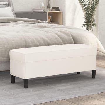 vidaXL Bankje 100x35x41 cm kunstleer crèmekleurig, Huis en Inrichting, Banken | Bankstellen, Verzenden, Nieuw, Leer, Minder dan 150 cm