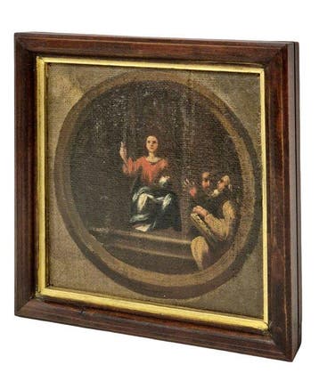 Votieve plaquette - Jezus tussen de Doctoren van de Kerk -