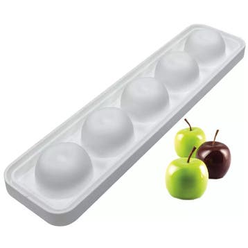 Silikomart Siliconen Bakvorm Appel/Kers/Perzik (5x) Ø6cm, Hobby en Vrije tijd, Taarten en Cupcakes maken, Verzenden, Nieuw