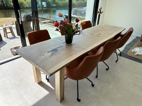 Boomstamtafel | eettafel | Duurzaam van nederlands hout, Huis en Inrichting, Tafels | Eettafels, 100 tot 150 cm, 200 cm of meer