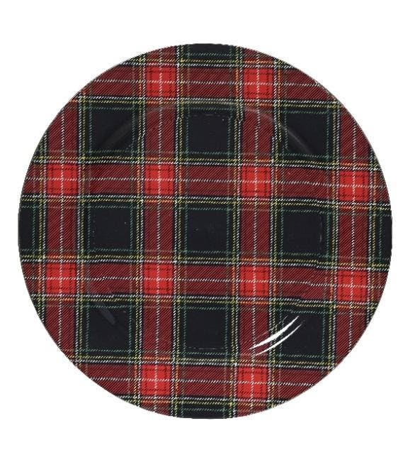 Onderbord tartan schotse ruit donker blok 33 cm rond, Huis en Inrichting, Woonaccessoires | Kunstplanten en Kunstbloemen, Nieuw