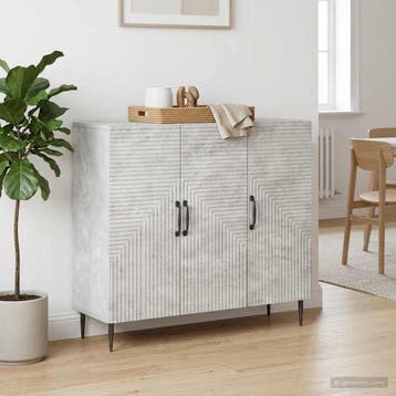 vidaXL Dressoir Betongrijs 89 x 34,5 x 80 cm Bewerkt hout, Huis en Inrichting, Kasten | Dressoirs, Verzenden, Nieuw, Overige houtsoorten