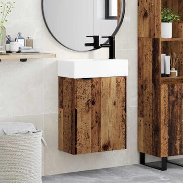 vidaXL Badkamermeubel met kraan Oud hout 45,5 x 22,5 x 84 cm, Verzenden, Nieuw