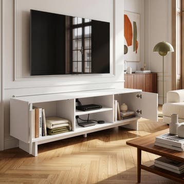 TV meubel Katanshumn tv lowboard 150x39x45 cm wit [en.casa], Verzenden, Nieuw