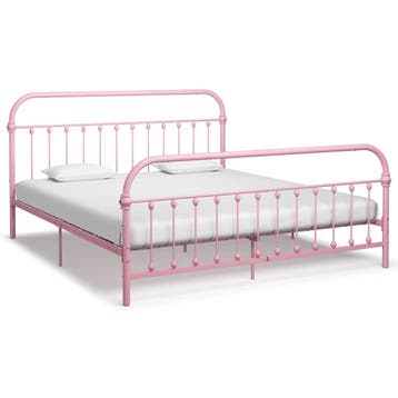 vidaXL Bedframe metaal roze 180x200 cm, Huis en Inrichting, Eenpersoons, Verzenden, Nieuw, 80 cm