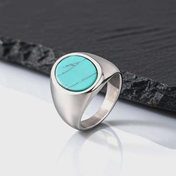 Stijlvolle Heren Ring van Natuursteen (Turquoise/Groen) - Ro, Verzenden, Nieuw