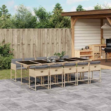 vidaXL 11-delige Tuinset met kussens poly rattan gemengd, Verzenden, Nieuw, Meer dan 8 zitplaatsen, Tuinset