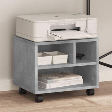 vidaXL Printerkastje met wielen 41x32x34,5 cm betongrijs, Verzenden, Nieuw