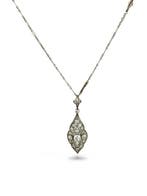 Ketting met hanger - 14 karaat Witgoud, Platina, Antieke, Sieraden, Tassen en Uiterlijk, Antieke sieraden