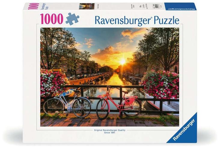 Fietsen in Amsterdam Puzzel (1000 stukjes) | Ravensburger -, Hobby en Vrije tijd, Denksport en Puzzels, Nieuw, Verzenden