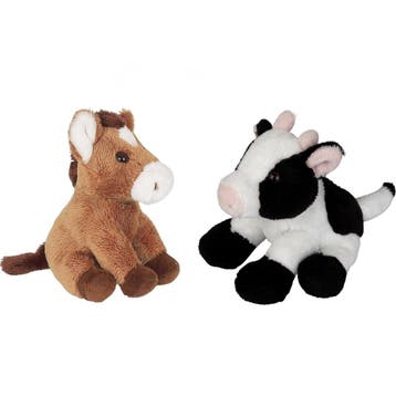 Boerderij dieren knuffels - pluche - paard en koe - 15 cm, Verzenden, Nieuw