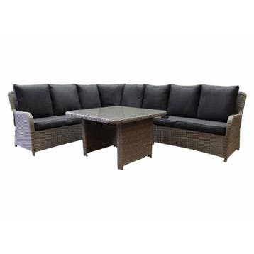 Bilbao hoek dining loungeset 5-delig grijs, Tuin en Terras, Ophalen of Verzenden, Nieuw, Wicker