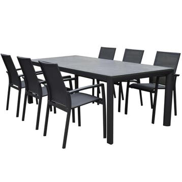 Malaga Angora dining tuinset 220x100x74,5 cm 7 delig, Ophalen of Verzenden, Nieuw